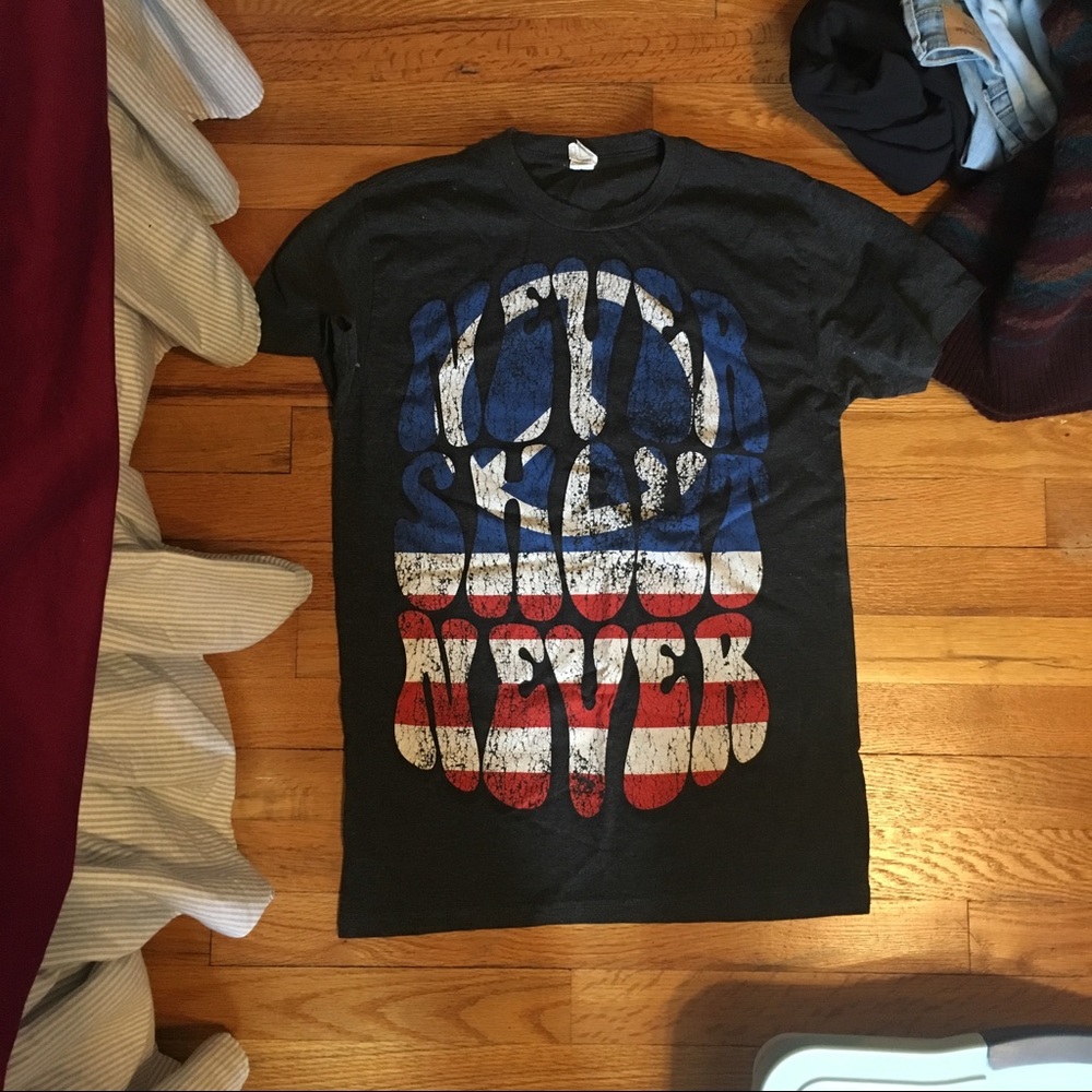 nevershoutnever peace american flag tee shirt